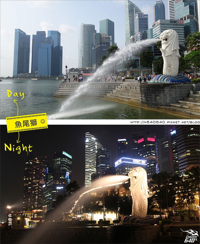 新加坡日夜對照-魚尾獅